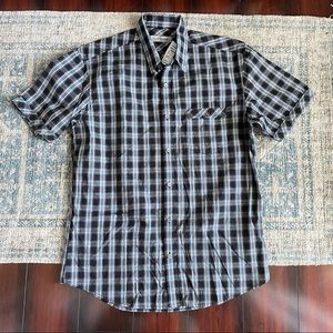 Men’s James Campbell Short Sleeve Collared Button Up Shirt Plaid